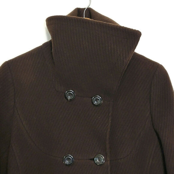 Searle Wool Mohair Double Breasted Wide Collar Brown A Line Coat Size 2 - Picture 4 of 16